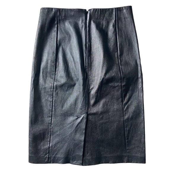 Vince Tailored Leather Skirt Sz 2 Pencil Knee Length Black - Picture 2 of 4